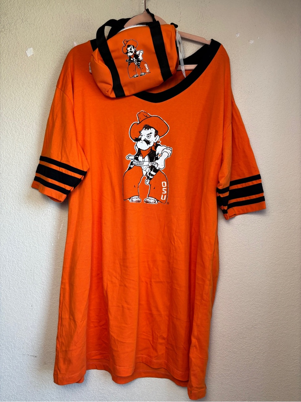 NWT OK State Cowboys Pistol Pete Oversized Nightshirt & Mini Duffel Set L/XL